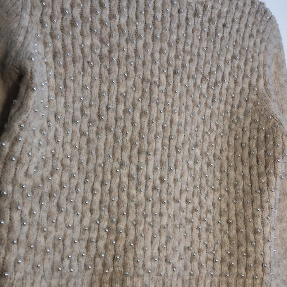 Zara Knit Womens Sweater Size Small Pearls Cropped Pullover - Picture 2 of 5